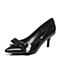 BELLE/百丽春专柜同款黑优雅女人漆皮牛皮女单鞋BGAH6AQ7