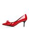 BELLE/百丽春专柜同款红优雅女人漆皮牛皮女单鞋BGAH6AQ7