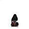 BELLE/百丽春季专柜同款黑色绒布尖头细跟女凉鞋BGAF4AK7
