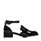 BELLE/百丽春专柜同款黑时尚可爱漆皮牛皮女皮凉鞋BPJ36AK7