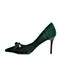 BELLE/百丽春绿色优雅时尚绒布女鞋16101AQ7