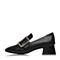 BELLE/百丽春季专柜同款牛皮黑皮面方跟皮带扣女单鞋R1R1DAM7