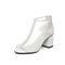 BELLE/百丽夏季专柜同款白色网布拼接鱼嘴粗跟女凉鞋BPF36BL7