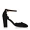 BELLE/百丽春季专柜同款黑色羊绒皮女凉鞋BSU30AK7