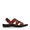 BELLE/百丽夏季专柜同款棕色休闲露趾沙滩鞋男凉鞋4VU01BL7
