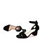 BELLE/百丽夏黑色优雅时尚一字型搭扣羊皮女凉鞋30201BL7