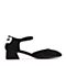 BELLE/百丽春黑色时尚刺绣羊绒皮复古方头女单鞋BVS32AK7