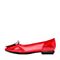 BELLE/百丽夏红色牛皮/纺织品女单鞋15520AQ7