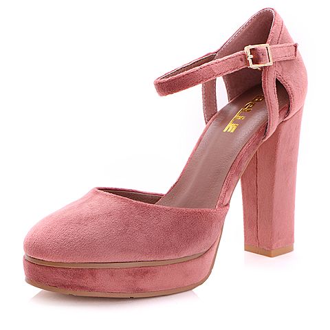 BELLE/百丽夏粉色时尚优雅纺织品女凉鞋33901BK7