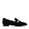BELLE/百丽秋季专柜同款黑色羊绒皮珍珠女单鞋BLNC8CM7