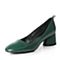 BELLE/百丽秋季专柜同款绿色牛皮女单鞋R4K1DCQ7