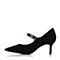 BELLE/百丽秋季专柜同款黑色羊绒皮女单鞋BOV19CQ7