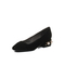 BELLE/百丽秋季专柜同款黑色羊绒皮珍珠铆钉女单鞋奶奶鞋BNJ13CQ7
