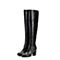 BELLE/百丽冬季专柜同款黑色油皮牛皮高筒靴女皮靴BDP84DC7