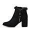 BELLE/百丽冬季专柜同款黑色羊绒皮革女皮靴BXJ45DD7
