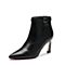 BELLE/百丽冬季专柜同款黑色油皮牛皮女短靴BZF45DD7