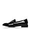 BELLE/百丽秋季黑色时尚英伦漆皮牛皮革女皮鞋BLND1CM7