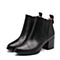 BELLE/百丽冬季专柜同款黑色油皮牛皮女短靴BRB46DD7