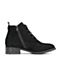 BELLE/百丽冬季专柜同款黑色羊绒皮女短靴BQU50DD7
