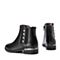 BELLE/百丽冬季专柜同款黑色油皮牛皮女短靴切尔西靴3C3X8DD7