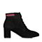 BELLE/百丽冬季专柜同款黑色羊绒皮女短靴BQW40DD7