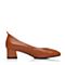 BELLE/百丽秋季专柜同款棕色摔纹牛皮女单鞋奶奶鞋R5S1DCQ7
