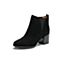 BELLE/百丽冬季专柜同款黑色羊绒皮女短靴BRB40DD7