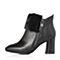 BELLE/百丽冬季专柜同款黑色油皮牛皮革女皮靴(绒里)BVL42DD7