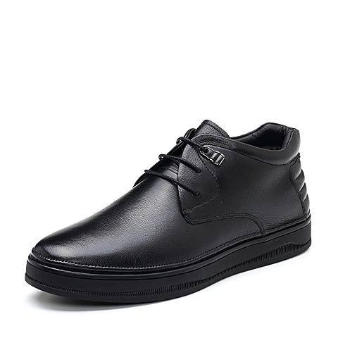 BELLE/百丽冬季专柜同款黑色牛皮男休闲靴(绒里)5JM01DD7