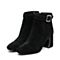 BELLE/百丽冬季专柜同款黑色羊皮女短靴BVLB1DD7