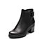 BELLE/百丽冬季专柜同款黑色打蜡磨砂牛皮女皮靴（绒里）R7V3DDD7