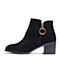 BELLE/百丽冬季专柜同款黑色羊绒皮女短靴R7X2DDD7