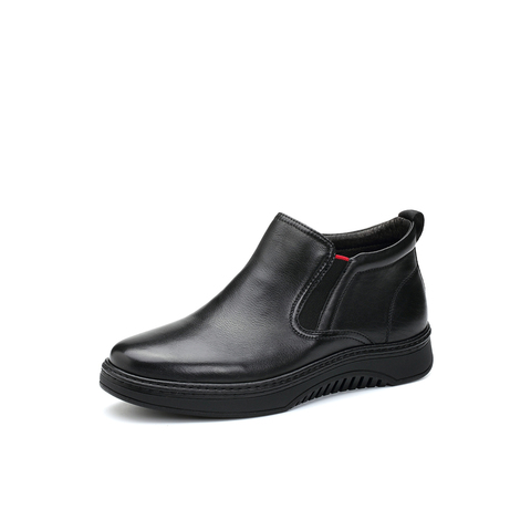 BELLE/百丽冬季专柜同款黑色牛皮男休闲靴5JU02DD7