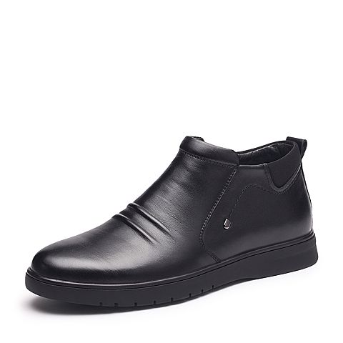 BELLE/百丽冬季专柜同款黑色牛皮男休闲靴5JX02DD7