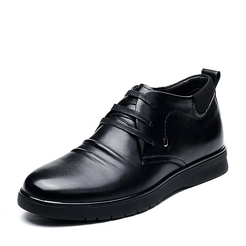 BELLE/百丽冬季专柜同款黑色牛皮男休闲靴5JX01DD7