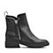 BELLE/百丽冬季专柜同款黑色油皮牛皮女短靴(绒里）BXW42DD7