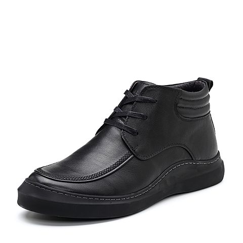 BELLE/百丽冬季专柜同款黑色牛皮男休闲靴(毛里)5MU01DD7