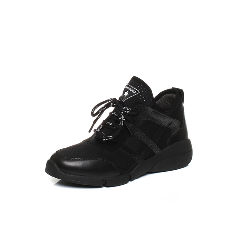 BELLE/百丽秋季专柜同款黑色弹力布运动风女休闲鞋BVP20CM7