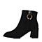BELLE/百丽冬季专柜同款黑色羊绒皮革女皮靴(绒里)BWH40DD7