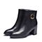 BELLE/百丽冬季专柜同款黑色油皮牛皮革女皮靴BWH40DD7
