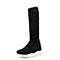 BELLE/百丽冬季专柜同款黑色针织布女休闲靴S1G1DDG7