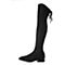 BELLE/百丽瘦瘦靴冬季专柜同款黑色弹力布/羊绒皮女长靴(绒里)R9C1DDC7