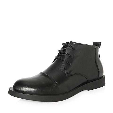 BELLE/百丽冬季专柜同款黑色牛皮革男休闲靴（绒里）5NZ01DD7