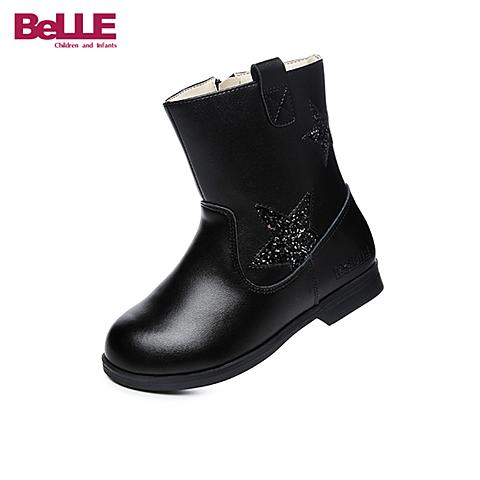 BELLE/17年秋冬季新款时尚女童星星元素简约舒适保暖女童靴DE0457