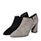 BELLE/百丽专柜同款灰色时尚英伦风羊绒皮女皮鞋BYM24AM8