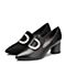 BELLE/百丽专柜同款黑色时尚英伦风羊绒皮女皮鞋BYN23AM8