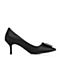 BELLE/百丽专柜同款黑色沙丁布尖头细高跟通勤浅口女单鞋BADA1AQ8