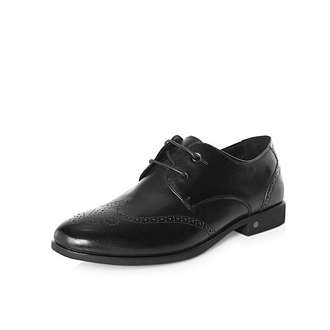 BELLE/百丽商场同款黑色牛皮革男皮鞋5PT01AM8