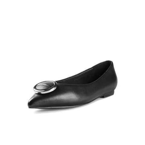 BELLE/百丽专柜同款黑色羊皮革女皮鞋S3S1DAQ8