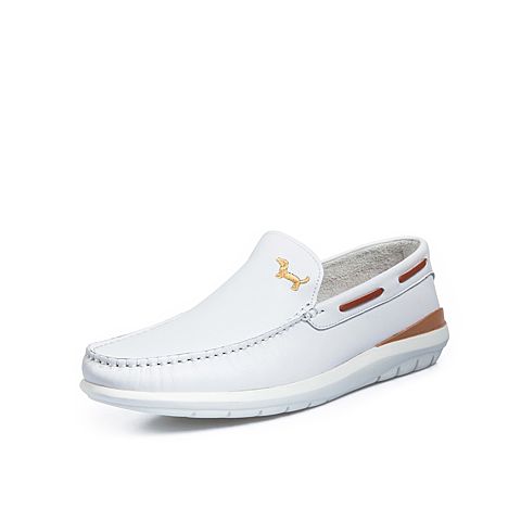 BELLE/百丽商场同款白色牛皮男休闲乐福鞋5RK02BM8